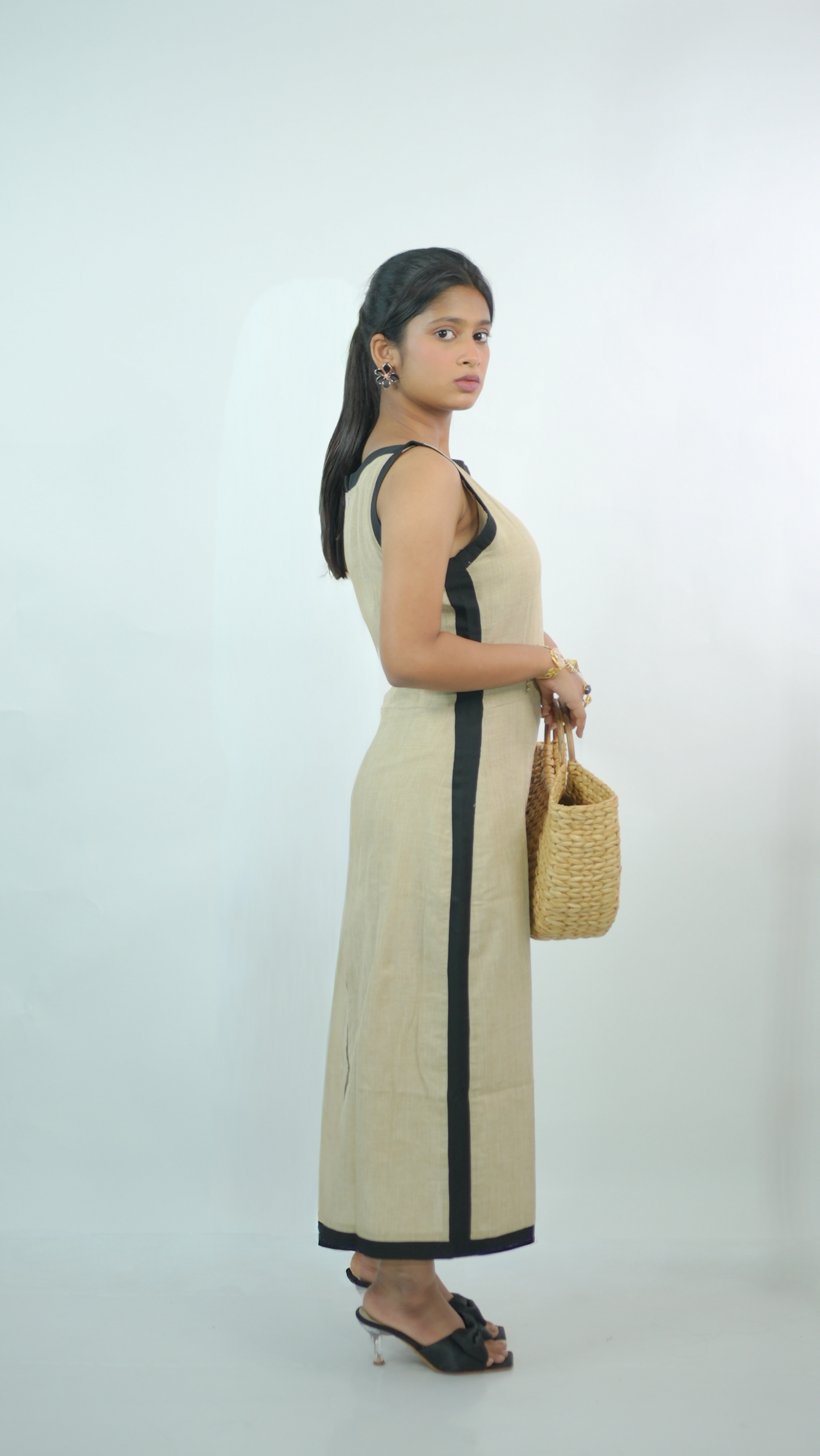 Beige Long Khadi Dress