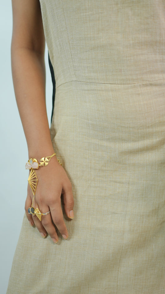 Beige Long Khadi Dress