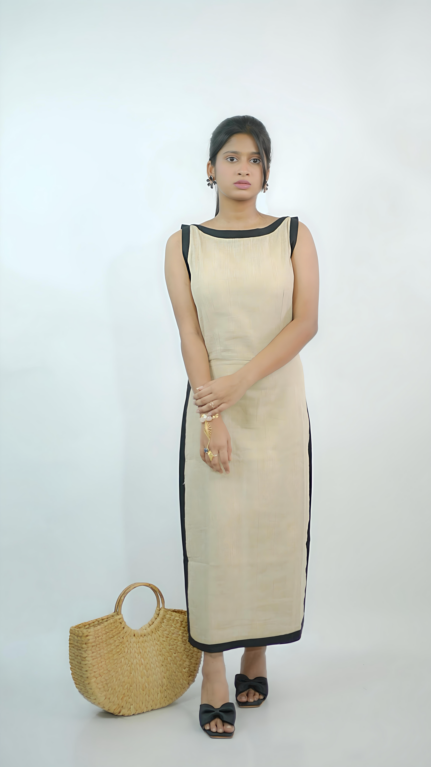 Beige Long Khadi Dress