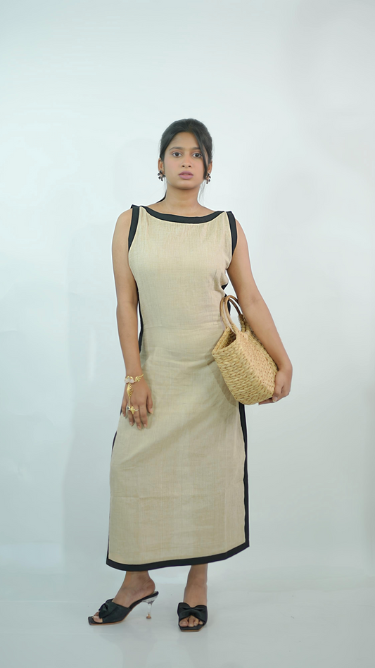Beige Long Khadi Dress